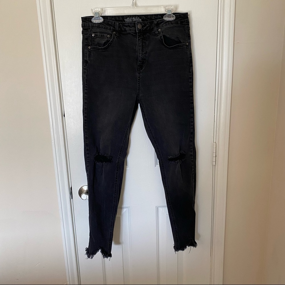 Target Wild Fable High Rise Jeans Distressed Size 10 Black Jeans